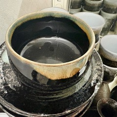 🉐 油滴天目釉の器いろいろ、まとめて1000円！未使用保管品の画像