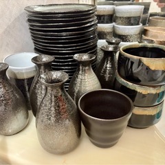 🉐 油滴天目釉の器いろいろ、まとめて1000円！未使用保管品の画像