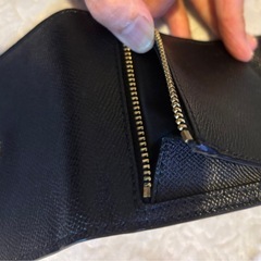 COACH クロスグレインレザー　ゴールドロゴ入　三つ折り財布の画像