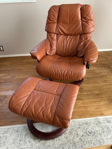 取付無料！エコーネス ストレスレス 本革オレンジリクライニングチェア・オットマン 取付無料！エコーネス ストレスレス 本革オレンジリクライニングチェア