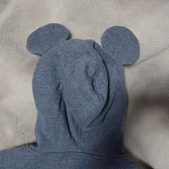 ♠　disney resort 　耳付き フロントミッキーパーカー　グレー 　サイズLLの画像