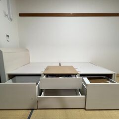 🛏️ ニトリシングルベッド（すのこ・収納付き・ホワイト）引越しのため出品します！の画像