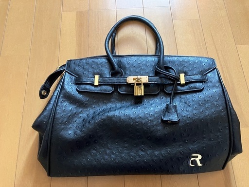 MARRONE マローネ ハンドバッグ　オーストリッチ　フォーマル　ゴールド金具 超レア☆日本製☆ MARRONE 天然革皮オーストリッチ ハンドバッグ