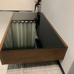 モンタデコ　センターテーブル　ガラステーブル　引き出し付きローテーブル の画像