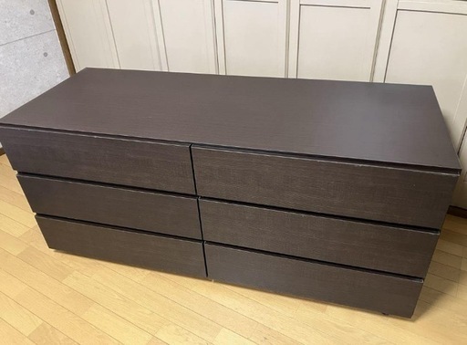 IKEA MALM マルム風　ローチェスト ダークブラウン　3段