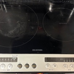 
アイリスオーヤマ IHクッキングヒーター 2口IHコンロ 1400W 脚付 ブラック の画像