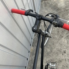 ミニベロ 自転車 マットブラック赤ハンドル整備済の画像