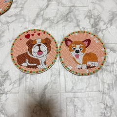 ダイヤモンドアート コースター (完成品）  犬 8枚 セットの画像