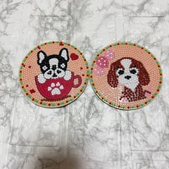 ダイヤモンドアート コースター (完成品）  犬 8枚 セットの画像