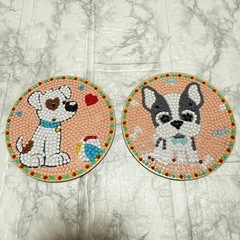 ダイヤモンドアート コースター (完成品）  犬 8枚 セットの画像