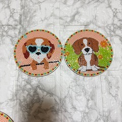 ダイヤモンドアート コースター (完成品）  犬 8枚 セットの画像