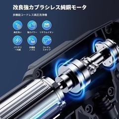 高圧洗浄機 コードレス 洗車機 充電式 強力噴射 吐出圧力 エアコン 8MPaの画像