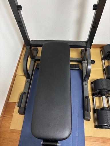 フレックスベル2kg刻み32kgセット、リーディングエッジマルチポジションベンチ、バーウィング懸垂台