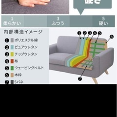 アイリスプラザ ソファ 2人掛け ローソファ 北欧風 グレー 脚取り外し可能 138×73×73.5の画像