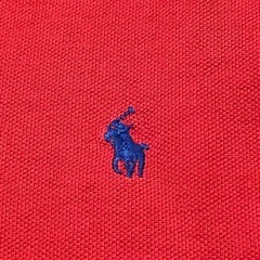 希少 米国製 ポロバイラルフローレン 半袖ポロシャツ 紺ポニー刺繍 メンズ XLサイズ レッド系 赤 アメリカ製の画像
