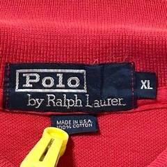 希少 米国製 ポロバイラルフローレン 半袖ポロシャツ 紺ポニー刺繍 メンズ XLサイズ レッド系 赤 アメリカ製の画像
