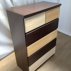 No.110　チェスト　タンス　木目　５段（豊橋市収集業務課リユース家具）の画像