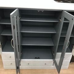 ★リユースのサカイ春日部店★KJ11136 ニトリ サイドボード グレー H111×W118×D41 クリーニング済みの画像