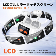 🎧【新品未使用】Bluetooth5.4 ワイヤレスイヤホン 多機能タッチスクリーン搭載 ノイズキャンセリング対応 最大48時間再生 軽量 コンパクト ENC通話 iPhone Android対応 両耳/片耳対応 自動ペアリング 急速充電 防水 スポーツ/通勤/WEB会議用の画像