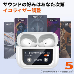 🎧【新品未使用】Bluetooth5.4 ワイヤレスイヤホン 多機能タッチスクリーン搭載 ノイズキャンセリング対応 最大48時間再生 軽量 コンパクト ENC通話 iPhone Android対応 両耳/片耳対応 自動ペアリング 急速充電 防水 スポーツ/通勤/WEB会議用の画像