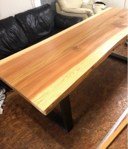 新品 完成品 一枚板ダイニングテーブル 205cmサイズ ウレタン塗装 場所によりお届け可☆