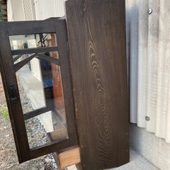 アンティーク　昭和レトロ 木製ガラス戸棚 キャビネット 古道具の画像