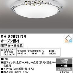 2020年製のLEDシーリングライト本体のみ　8畳程度用　動作確認済み　リモコンありません　SH8267LDRの画像