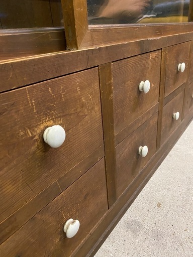 ビンテージ　昭和レトロ収納棚(サイドボード、サイドキャビネット、戸棚、食器棚、飾り棚、ガラスケース、引き出し