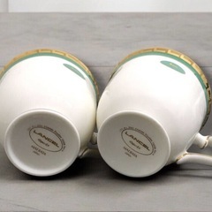 最終値下げ‼️LANCEL 洋食器セット ティーカップ 深皿 PARIS ランセル お皿 シンプル ゴールド×グリーン まとめ売り 自宅保管品の画像