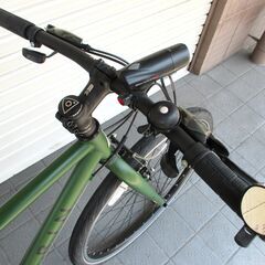 中古自転車 MARIN マリン URBAN アーバン クロスバイク 自転車 24段変速(前3段、後8段) フレームサイズ420㎜ 取付式LEDライト サイドバッグおまけ グリーン 定価8万円 通勤 通学 近所のお出掛けなどにの画像