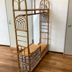 ラタンハンガーラック【町田市再生家具】251309の画像