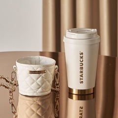 【日本非売品】STARBUCKS ホワイト キルティング タンブラーの画像