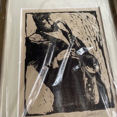 トランペットを吹く男　新品　絵画の画像