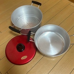 理研 アルミニウム蒸し器 赤銀　直径25cm 新品の画像