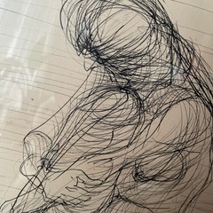 アンティーク　母子　ペン画の画像