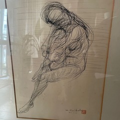 アンティーク　母子　ペン画の画像