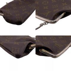 ルイヴィトン LOUIS VUITTON ポーチ モノグラム バケットUSA ヴィンテージ がま口 ポーチ コインケース チェーン付き ブラウンの画像