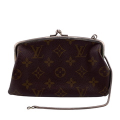 ルイヴィトン LOUIS VUITTON ポーチ モノグラム バケットUSA ヴィンテージ がま口 ポーチ コインケース チェーン付き ブラウンの画像