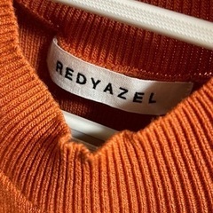 REDYAZEL カーディガン×配色ニットプリーツワンピース　オレンジの画像