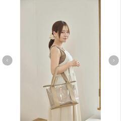 しまむら yumi クリアトートバッグ ベージュ 新品の画像