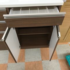 【ジャングルジャングル石川金沢店】キッチンボード 木目調/白 W(幅)180×D(奥行き)50×H(高さ)96cm  ※クリーニング済みの画像