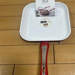 D&S スクエアグリルパン ホワイト・レッド　26cm 新品未使用の画像