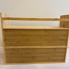卓上ラック　竹製　引き出し付き　①の画像