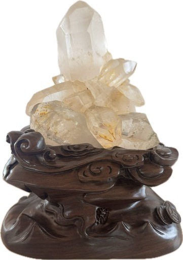 ★エレスチャル・クォーツのクラスター★専用の壇木台座付き★
