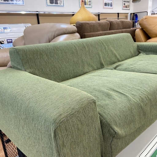 2人掛けソファー　ファブリック　グリーン　程度B