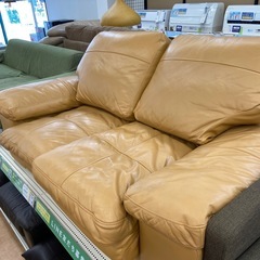 2人掛けソファー　キャメル　程度Bの画像