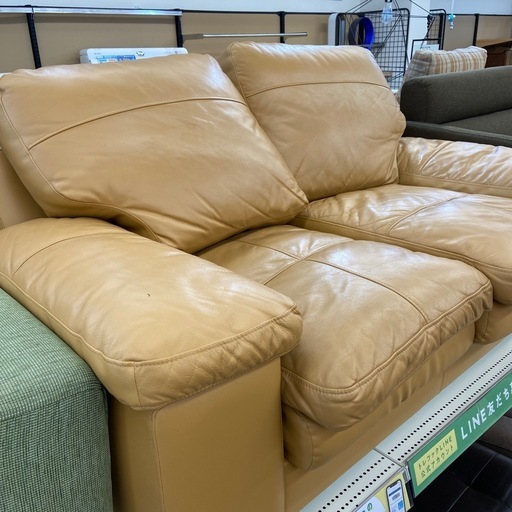 2人掛けソファー　キャメル　程度B