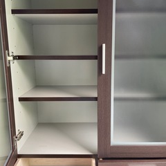 【美品】ダークブラウン　木製 キャビネット 楽天市場】[幅80cm] 光沢のある木目模様が美しいキャビネット