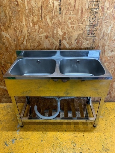 a(7404) アズマ 業務用 ステンレス 2槽シンク W1000D450H800BG90 2槽 流し台 厨房 飲食店 店舗用 中古 直接お引き取りも大歓迎 大阪