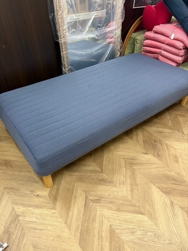 0471 シングルベッド ブルー  ※脚取外し可 多少シミ有